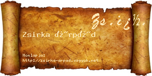 Zsirka Árpád névjegykártya